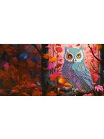 Wenskaart – Uilen 11 – uil in bos herfstzicht