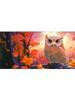 Wenskaart – Uilen 10 – uil tussen herfstbladeren