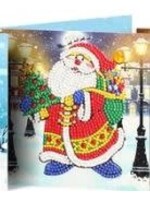 Kerstkaart – Kerstman met kerstboom en speelgoed in de sneeuw