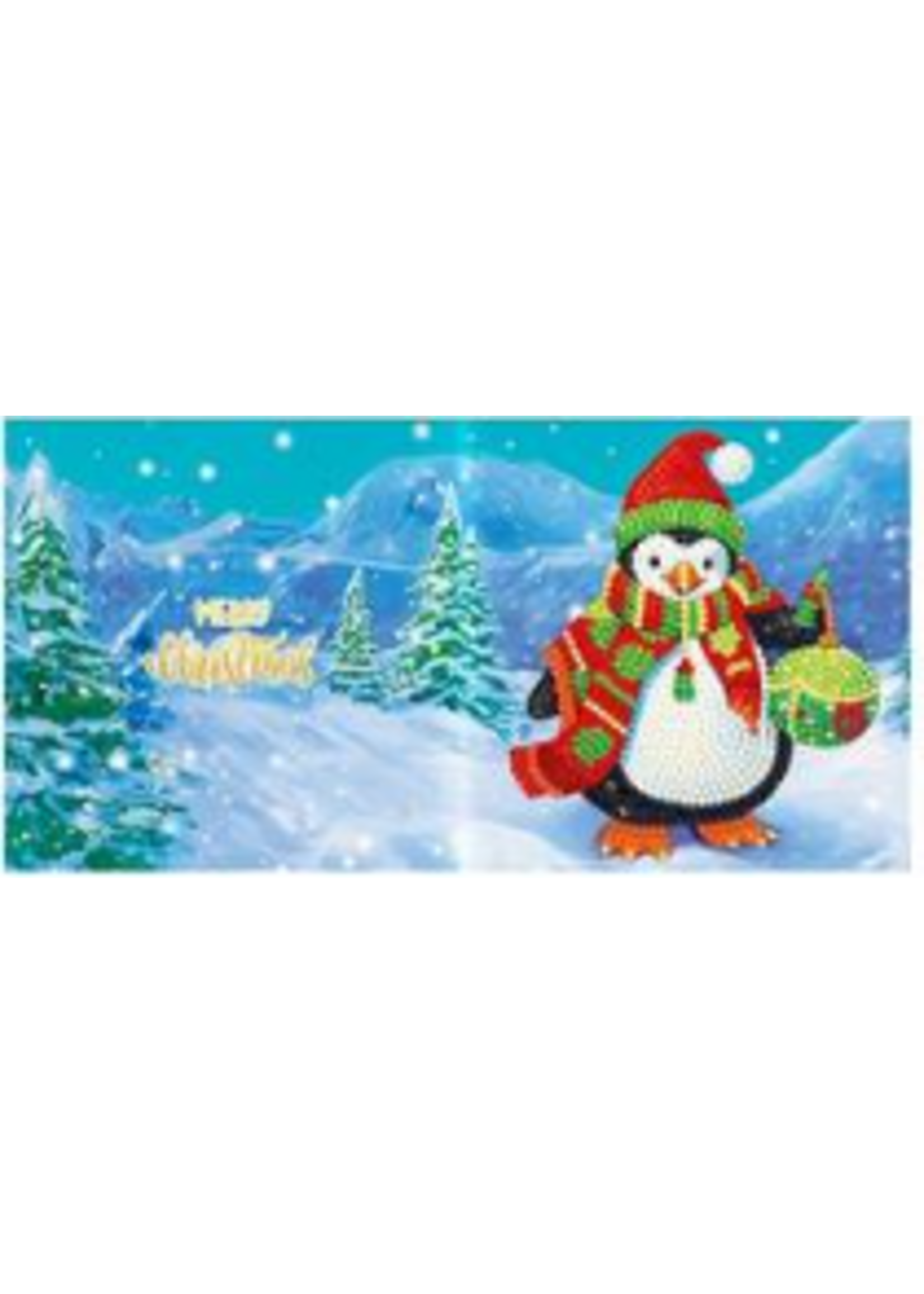 Kerstkaart – Pinguin met rode muts