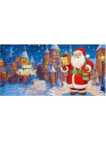 Kerstkaart – Kerstman voor een pittoresk dorpje