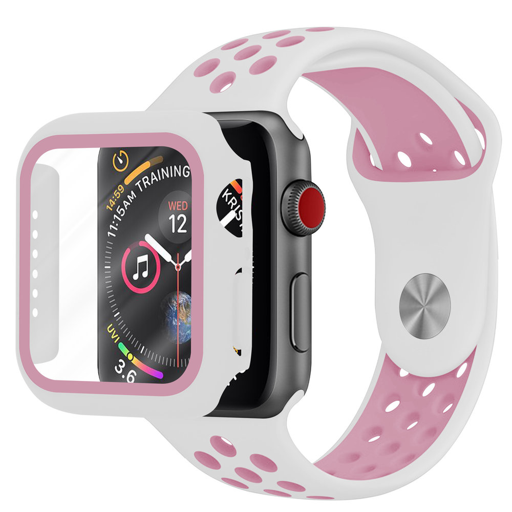 Strap-it Strap-it Correa deportiva Apple Watch + Funda TPU (blanco/rosa) Strap-it Strap-it Correa deportiva Apple Watch + Funda TPU (blanco/rosa)