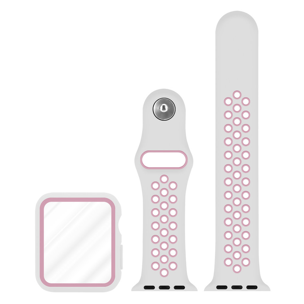 Strap-it Strap-it Correa deportiva Apple Watch + Funda TPU (blanco/rosa) Strap-it Strap-it Correa deportiva Apple Watch + Funda TPU (blanco/rosa)