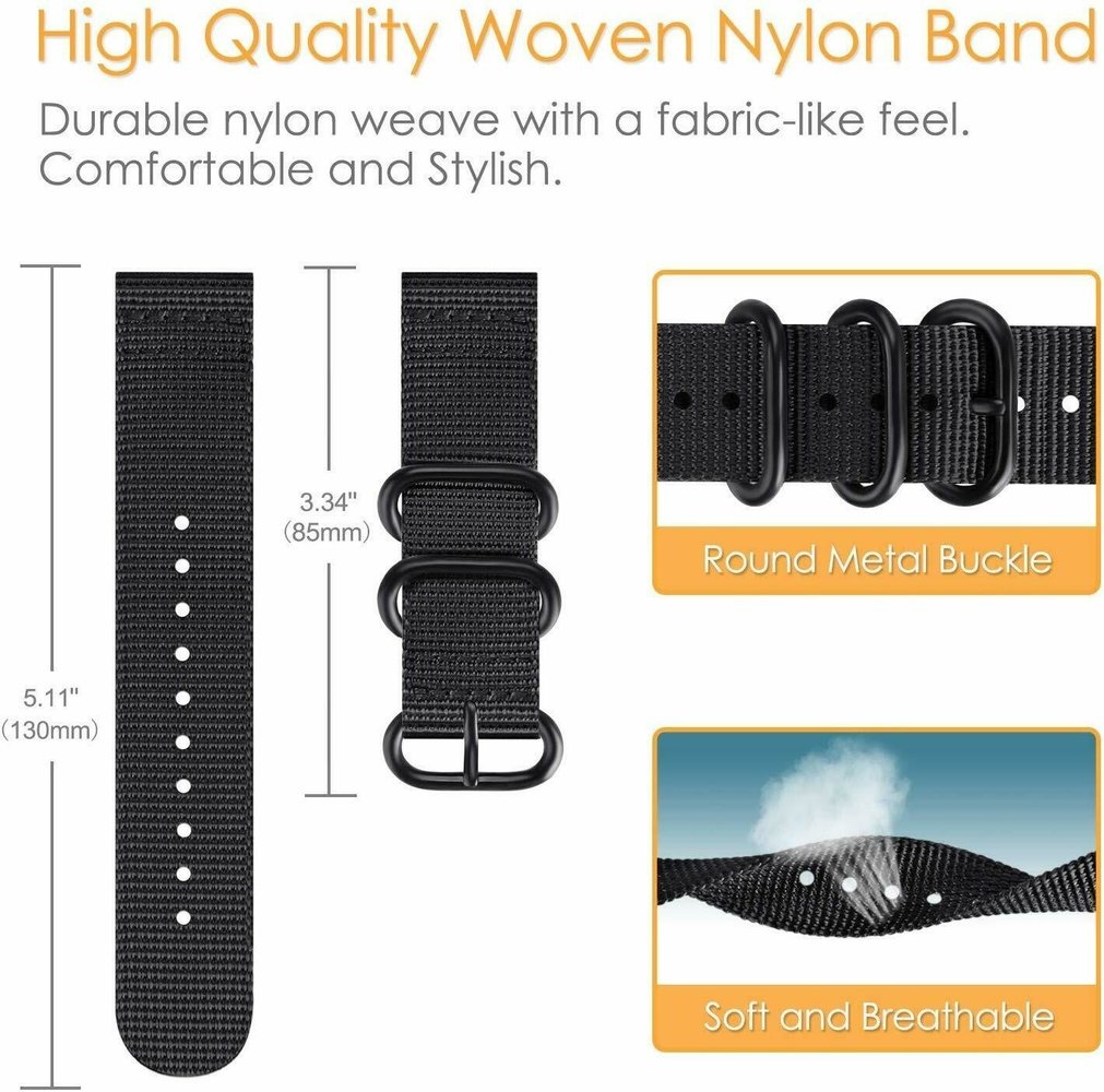 Strap-it Strap-it Correa nylon con hebilla Samsung Galaxy Watch 3 45mm (negro) Strap-it Strap-it Correa nylon con hebilla Samsung Galaxy Watch 3 45mm (negro)