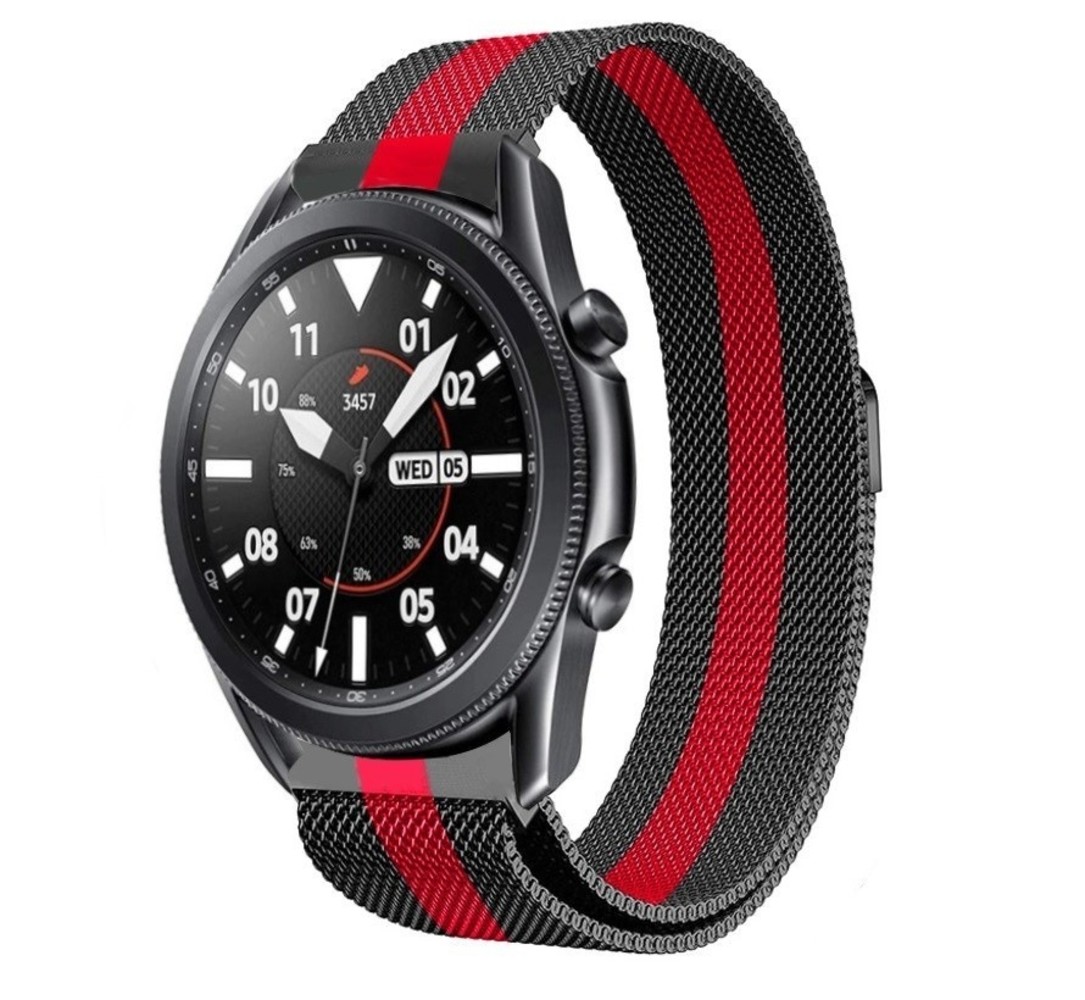 Strap-it Strap-it Correa milanesa Samsung Galaxy Watch 3 45mm (negra/roja) Strap-it Strap-it Correa milanesa Samsung Galaxy Watch 3 45mm (negra/roja)