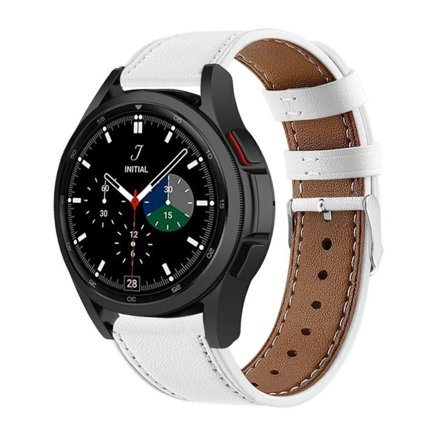 Correa cuero Samsung Galaxy Watch 4 Classic 42mm blanco Correasmartwatch.es