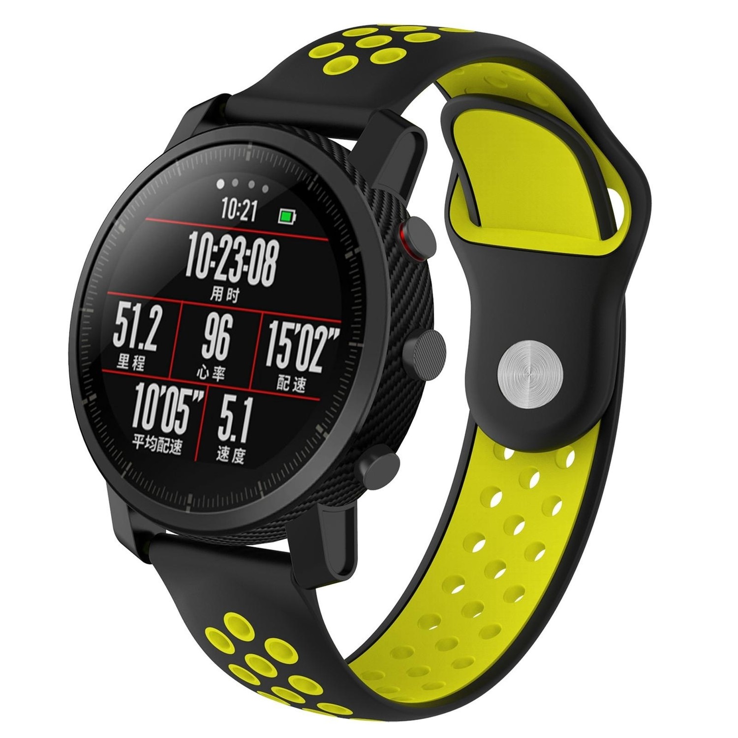 Correa sport Xiaomi Amazfit Pace negro amarillo Correasmartwatch.es