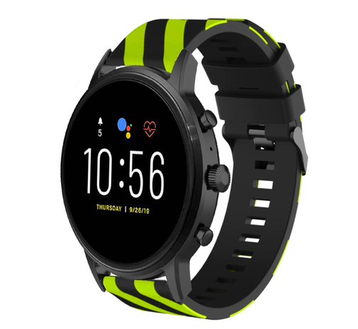 Strap-it Strap-it Correa silicona rayada Fossil Gen 5 (negro/amarillo)