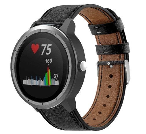 Correa cuero Garmin Vivoactive 3 apretada negra Correasmartwatch.es
