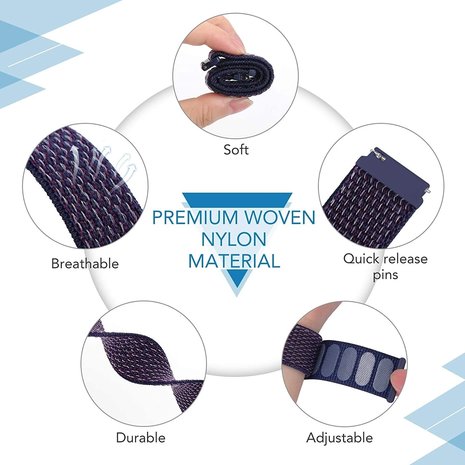 Strap-it Strap-it Correa nylon Garmin Venu 2 - 45mm - violeta/azul Strap-it Strap-it Correa nylon Garmin Venu 2 - 45mm - violeta/azul