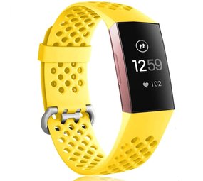 Strap-it Correa silicona con agujeros Fitbit Charge 3 (amarillo)