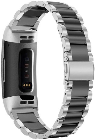 Strap-it Strap-it Correa acero Fitbit Charge 4 (plata/negro) Strap-it Strap-it Correa acero Fitbit Charge 4 (plata/negro)