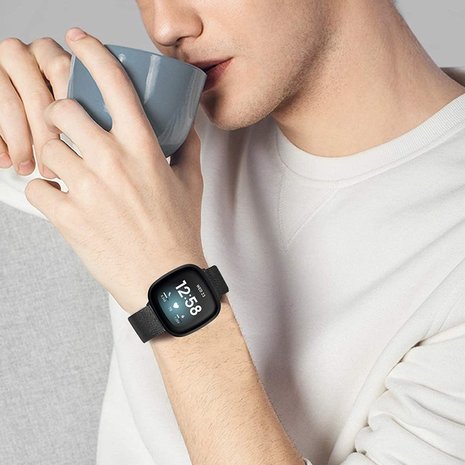 Strap-it Strap-it Correa milanesa Fitbit Sense (negra) Strap-it Strap-it Correa milanesa Fitbit Sense (negra)