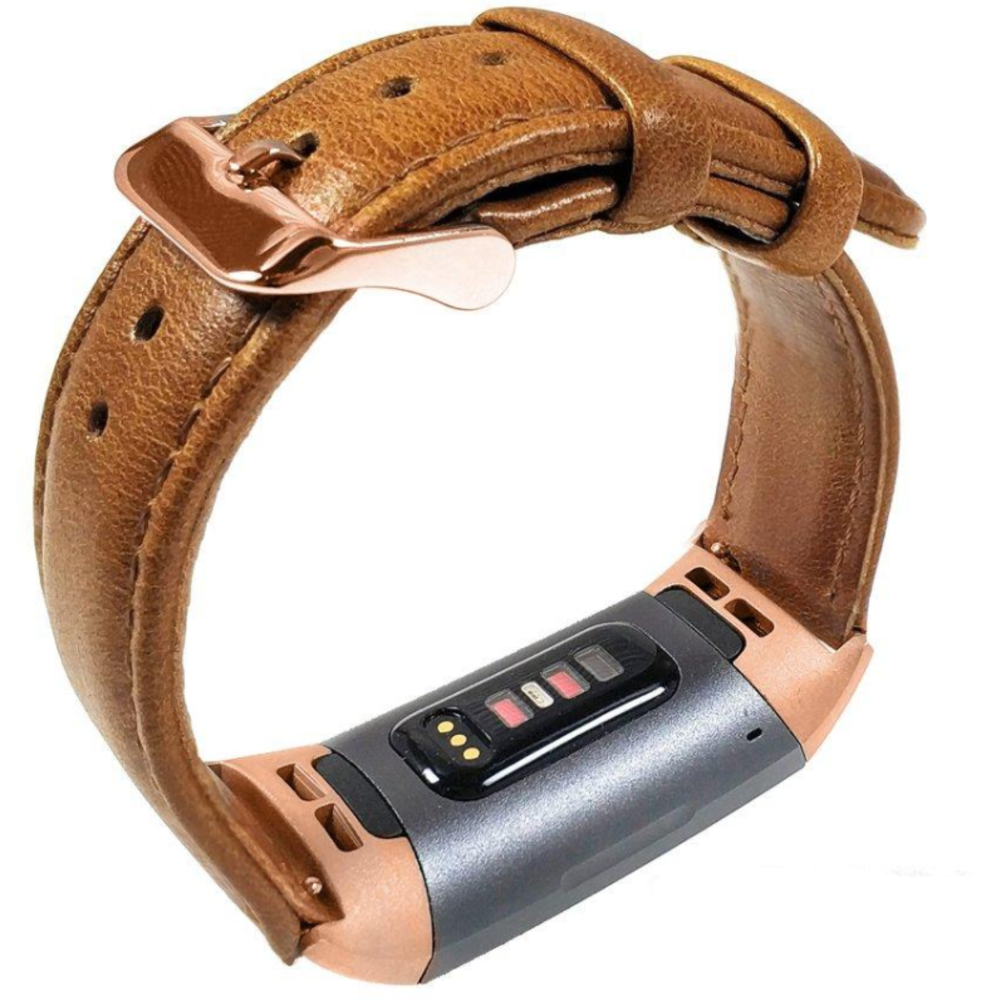 Strap-it Strap-it Correa cuero Fitbit Charge 3 con círculo rosa (marrón) Strap-it Strap-it Correa cuero Fitbit Charge 3 con círculo rosa (marrón)