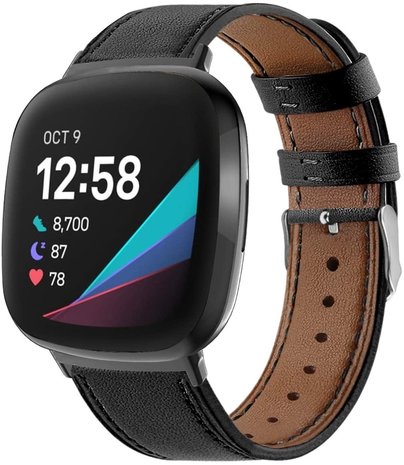 Strap-it Strap-it Correa cuero Fitbit Sense (negro) Strap-it Strap-it Correa cuero Fitbit Sense (negro)