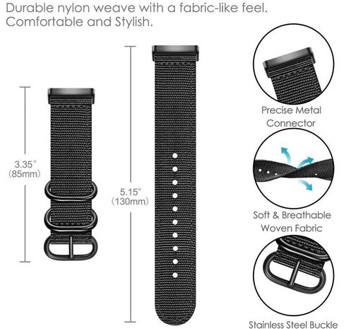 Strap-it Strap-it Correa nylon con hebilla Fitbit Versa 3 (negra) Strap-it Strap-it Correa nylon con hebilla Fitbit Versa 3 (negra)