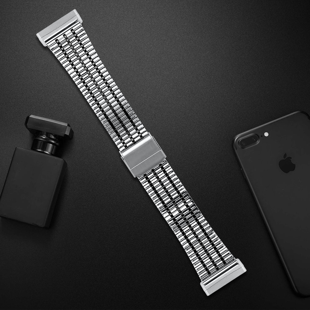 Strap-it Strap-it Correa acero inoxidable Fitbit Sense (plateado/negro) Strap-it Strap-it Correa acero inoxidable Fitbit Sense (plateado/negro)