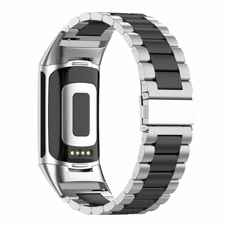 Strap-it Strap-it Correa acero Fitbit Charge 5 (plata/negro) Strap-it Strap-it Correa acero Fitbit Charge 5 (plata/negro)