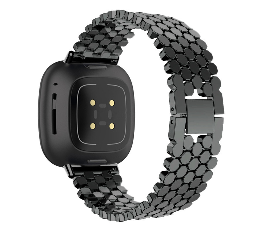 Strap-it Strap-it Correa acero Fitbit Versa 3 Pez (negro) Strap-it Strap-it Correa acero Fitbit Versa 3 Pez (negro)