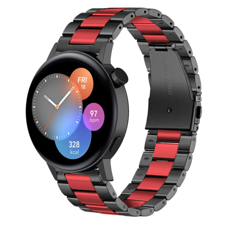 Strap-it Strap-it Correa acero Huawei Watch GT 3 42mm (negro/rojo) Strap-it Strap-it Correa acero Huawei Watch GT 3 42mm (negro/rojo)