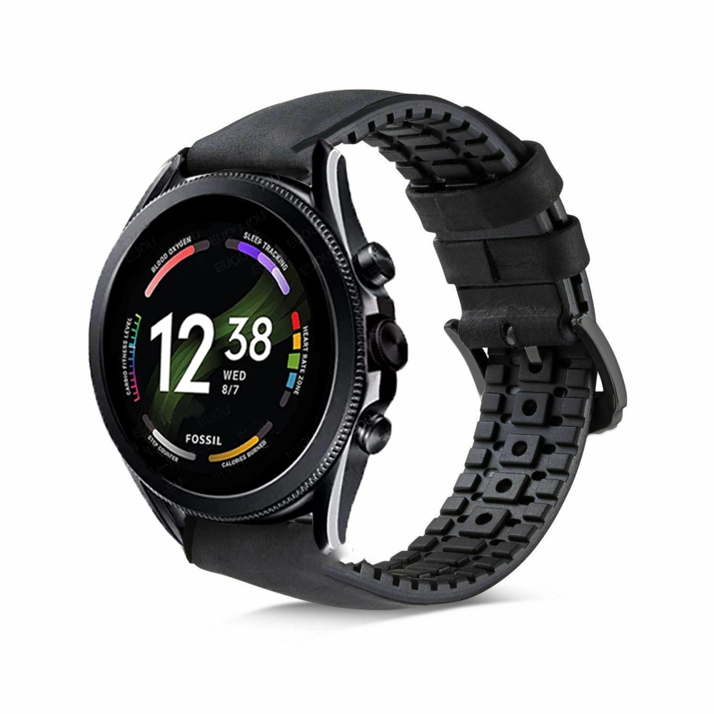 Strap-it Strap-it Correa cuero/silicona Fossil Gen 6 - 44 mm (negro)