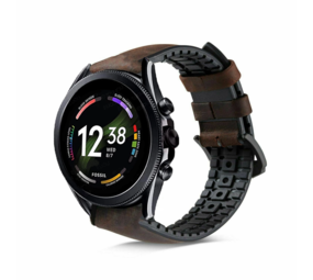 Strap-it Correa cuero/silicona Fossil Gen 6 - 44 mm (negro/marrón)