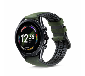 Strap-it Correa cuero/silicona Fossil Gen 6 - 44 mm (negro/verde)