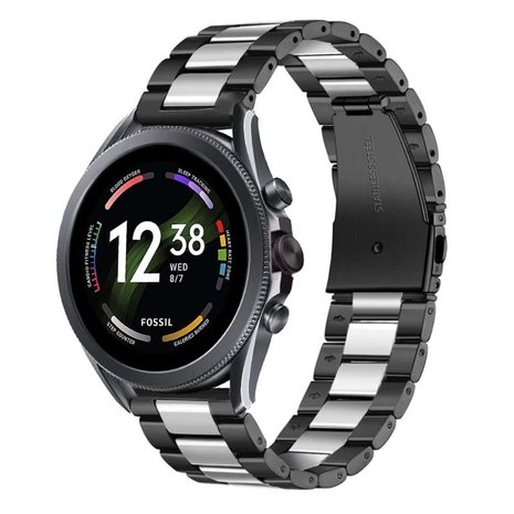 Strap-it Strap-it Correa acero Fossil Gen 6 - 44 mm (negro/plateado) Strap-it Strap-it Correa acero Fossil Gen 6 - 44 mm (negro/plateado)