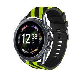 Strap-it Correa silicona rayada Fossil Gen 6 - 44 mm (negro/amarillo)