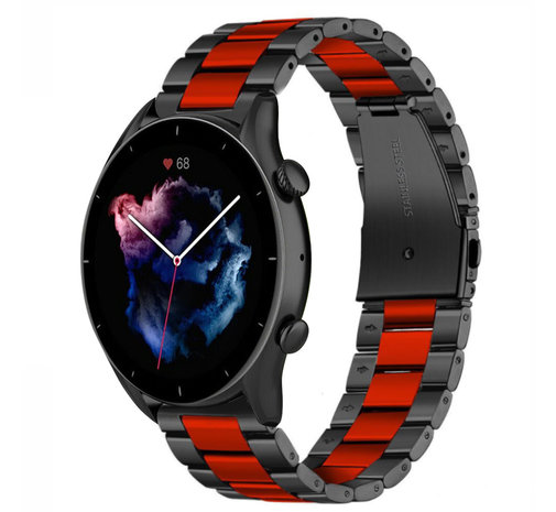 Strap-it Strap-it Correa acero Amazfit GTR 3 (Pro) (negro/rojo) Strap-it Strap-it Correa acero Amazfit GTR 3 (Pro) (negro/rojo)