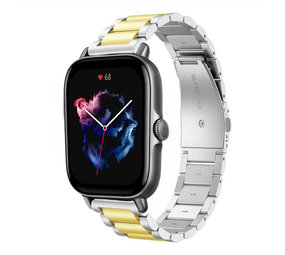 Strap-it Correa acero Amazfit GTS 3 (plata/oro) Strap-it Correa acero Amazfit GTS 3 (plata/oro)
