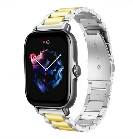 Strap-it Strap-it Correa acero Amazfit GTS 3 (plata/oro) Strap-it Strap-it Correa acero Amazfit GTS 3 (plata/oro)