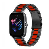 Strap-it Correa acero Amazfit GTS 3 (negro/rojo) Strap-it Correa acero Amazfit GTS 3 (negro/rojo)