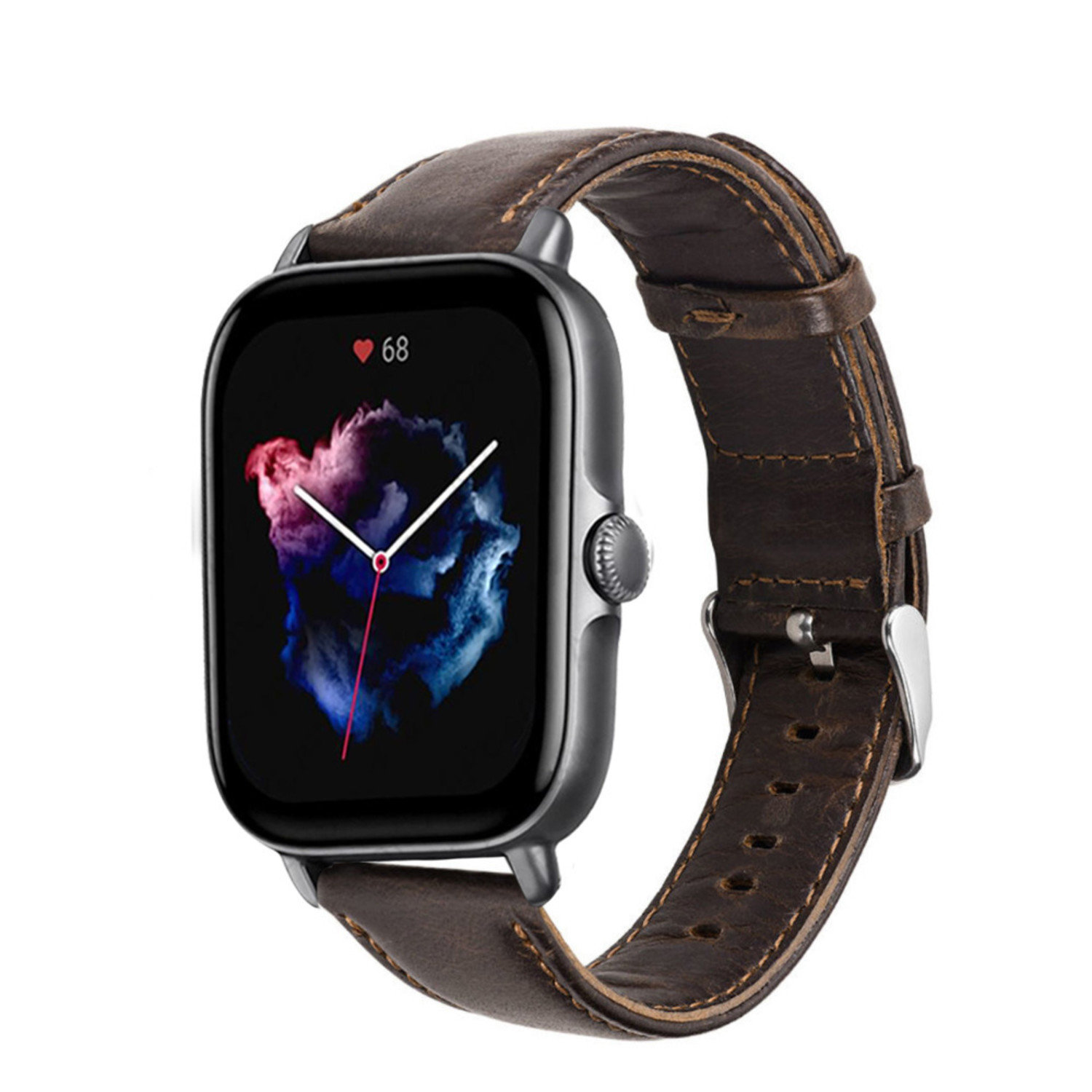 Correa cuero Amazfit GTS 3 marron oscuro Correasmartwatch.es