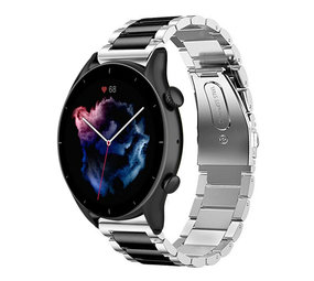 Strap-it Correa acero Amazfit GTR 3 (Pro) (plateado/negro) Strap-it Correa acero Amazfit GTR 3 (Pro) (plateado/negro)