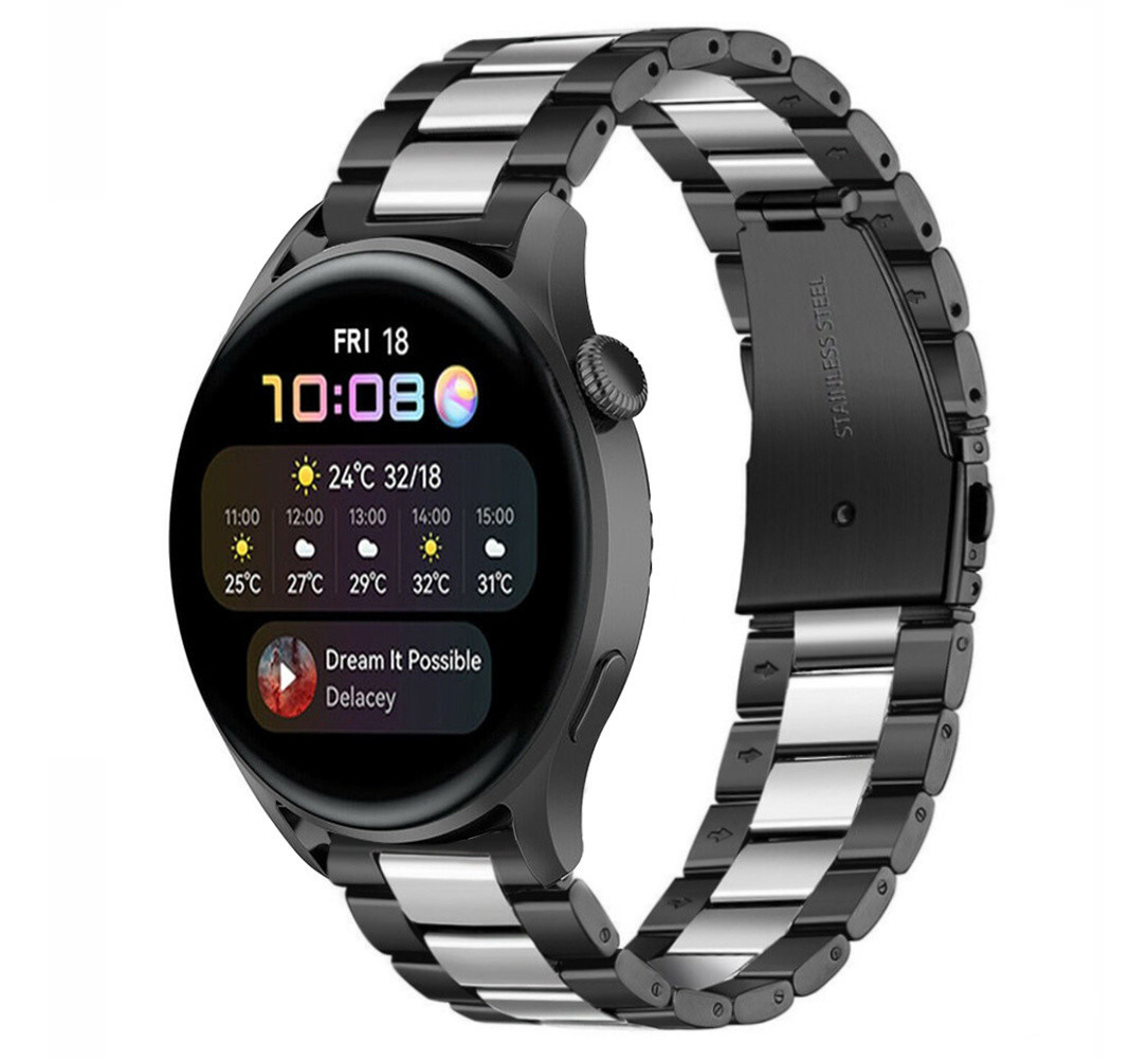 Strap-it Strap-it Correa acero Huawei Watch 3/3 Pro (negro/plata) Strap-it Strap-it Correa acero Huawei Watch 3/3 Pro (negro/plata)