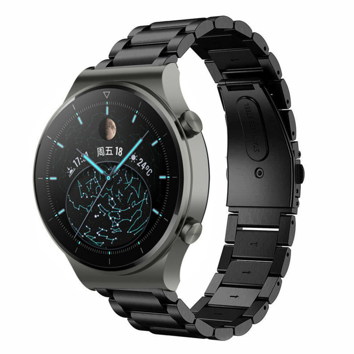 Correa acero Huawei Watch GT 2 Pro negro Correasmartwatch.es