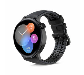 Strap-it Correa silicona / cuero Huawei Watch GT 3 42mm (negro)