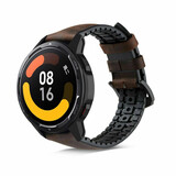 Strap-it Correa silicona/cuero Xiaomi Watch S1 (marrón)