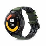 Strap-it Correa silicona/cuero Xiaomi Watch S1 (verde)