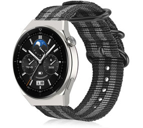 Strap-it Correa nylon con hebilla Huawei Watch GT 3 Pro 46mm (negro/gris) Strap-it Correa nylon con hebilla Huawei Watch GT 3 Pro 46mm (negro/gris)