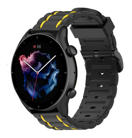 Strap-it Strap-it Correa deportiva hebilla Amazfit GTR 3 (negro/amarillo) Strap-it Strap-it Correa deportiva hebilla Amazfit GTR 3 (negro/amarillo)