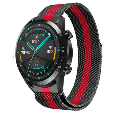 Correa milanese Huawei Watch GT / GT2 (negro/rojo) 