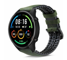 Strap-it Correa silicona/cuero Xiaomi Mi Watch (negro/verde)