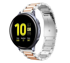 Strap-it Correa acero Samsung Galaxy Watch Active (plata/oro rosado) Strap-it Correa acero Samsung Galaxy Watch Active (plata/oro rosado)