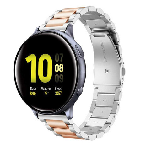Strap-it Strap-it Correa acero Samsung Galaxy Watch Active (plata/oro rosado) Strap-it Strap-it Correa acero Samsung Galaxy Watch Active (plata/oro rosado)