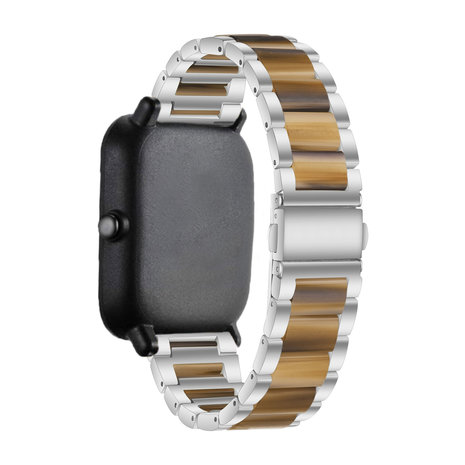 Strap-it Strap-it Correa acero resina Xiaomi Amazfit GTS (plata/marrón) Strap-it Strap-it Correa acero resina Xiaomi Amazfit GTS (plata/marrón)