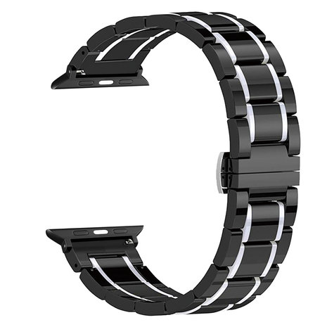 Strap-it Strap-it Correa acero cerámico Apple Watch (negro/plata) Strap-it Strap-it Correa acero cerámico Apple Watch (negro/plata)