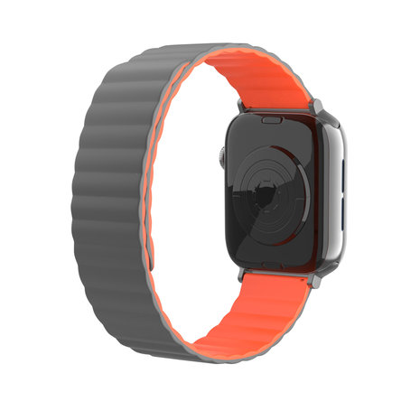 Strap-it Strap-it Correa silicona magnético Apple Watch (gris/naranja)