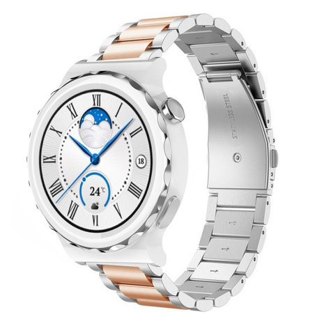 Strap-it Strap-it Correa acero Huawei Watch GT 3 Pro 43mm (plata/oro rosa) Strap-it Strap-it Correa acero Huawei Watch GT 3 Pro 43mm (plata/oro rosa)